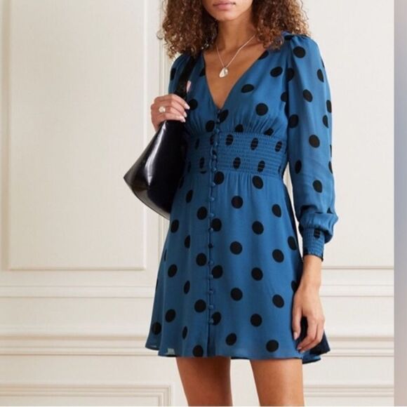 REFORMATION Alani Polka Dot Mini Dress - Porto - Picture 1 of 4
